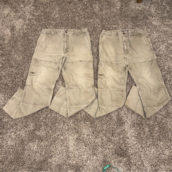 Lot 2 Pair Arborwear Jeans Men 36x30 Tan Thick Canvas Double Knee Workwear Tree - Picture 1 of 15